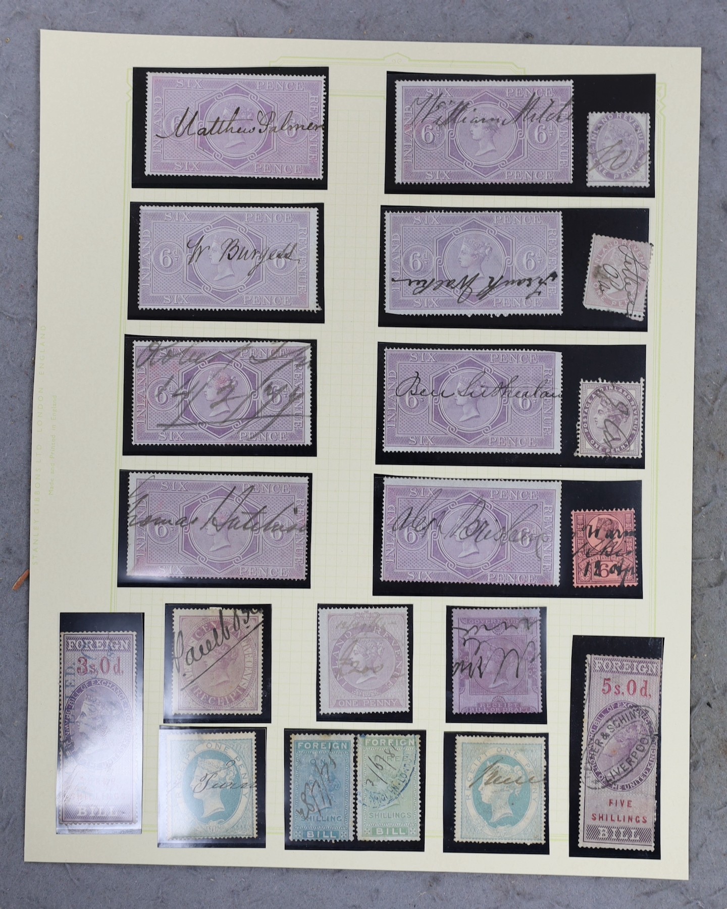 A collection of fiscal stamps